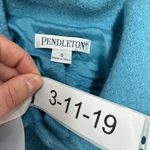 Pendleton Coat Womens Small Blue Vintage Button‎ Up Merino Wool Pea Jacket - Picture 3 of 7